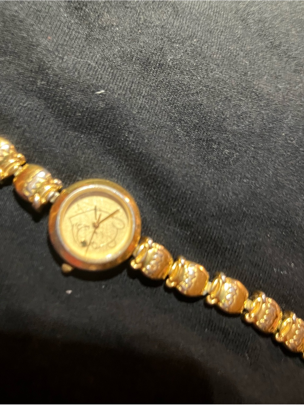 Disney Gold Tone Women's Bracelet Watch with Decorative Link Band